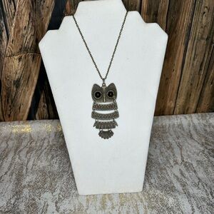 Bronze Owl Pendant Necklace with Detailed Design